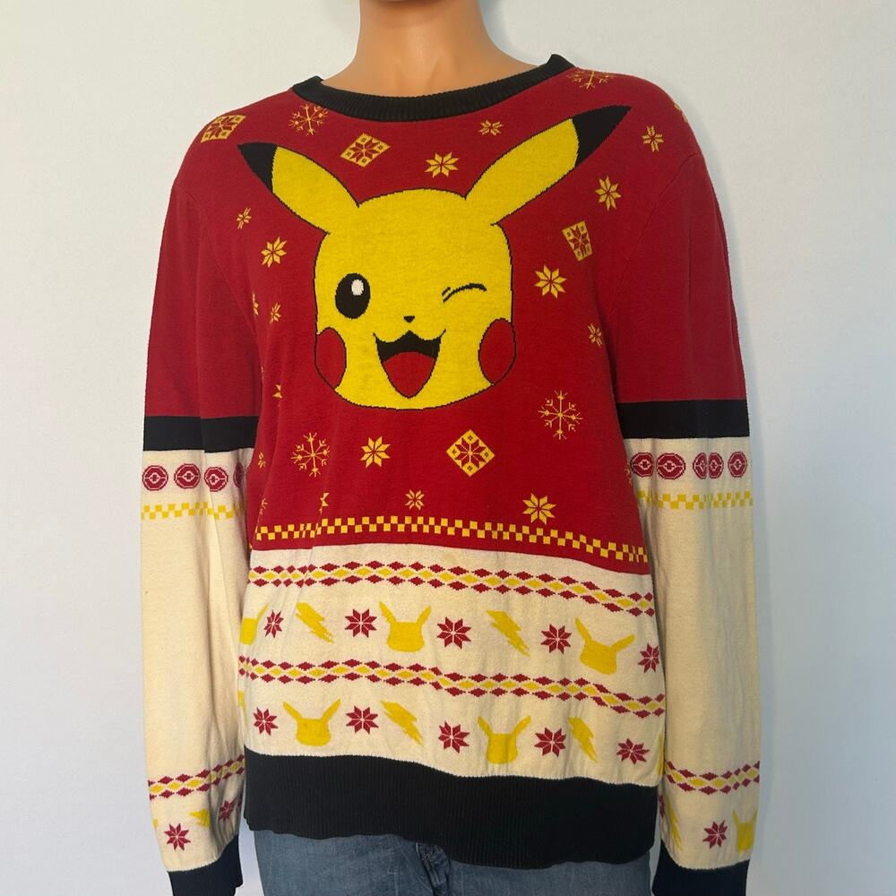 Pokémon Pikachu WeLoveFine Ugly Christmas Sweater Red Cotton 3XL Holiday